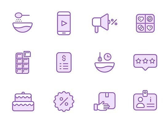 EPS 해외이미지 디자인 선 음식 컨셉 일러스트 디저트 사탕 요리 픽토그램 라벨 케이크 상점 디지털 초콜릿 숟가락 보라색 웹 카페 퍼센트 달콤 가격 설탕 심볼 크림 메뉴 준비 윤곽 배지 온라인 UI 고립 리뷰 목차 벡터 해외202310 해외일러스트 컬러 인터넷 프레임 수저 특수기호 맛 파일형식
