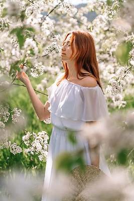 포토 JPG 해외이미지 드레스 여자 한명 상반신 성인 야외 옆모습 뷰티 눈감음 봄 흰색 나뭇가지 소프트포커스 밀짚모자 체리꽃 성인여자한명만 해외202310 해외포토 나무 모자_잡화 1 옷 계절 꽃 뷰포인트 컬러 모션 촬영기법 사람 여자한명만 성인여자만 파일형식