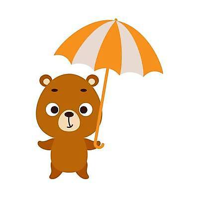 EPS 해외이미지 행복 동물캐릭터 일러스트 우산 곰 사람없음 심플 해외202310 해외일러스트 일러캐릭터 동물 캐릭터 감정 포유류 파일형식 벡터