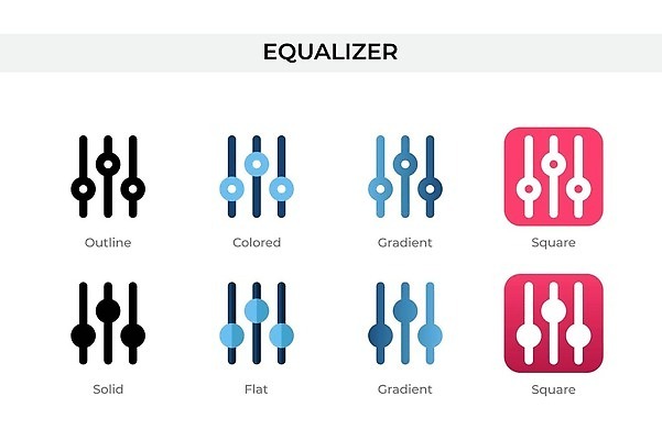 EPS 해외이미지 선 사람없음 빨간색 세트 다양 면 심볼 심플 이퀄라이저 조절기 해외202310 컬러 다수 기계 파일형식 벡터