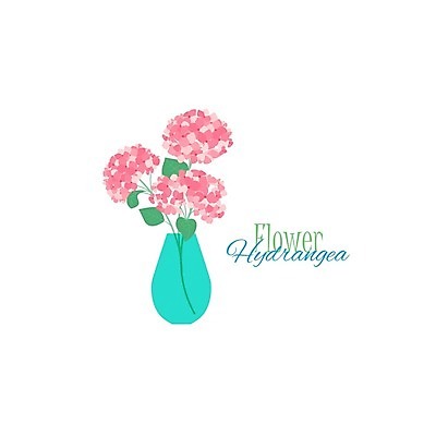 EPS 해외이미지 분홍색 잎 일러스트 사람없음 꽃병 흰배경 수국 해외일러스트 식물 꽃 컬러 백그라운드 흰색 파일형식 벡터