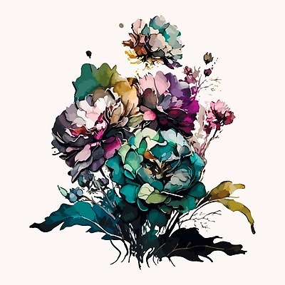 EPS 해외이미지 꽃 부케 일러스트 사람없음 번짐 해외202310 해외일러스트 식물 꽃다발 파일형식 벡터 효과
