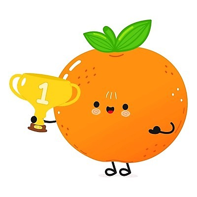 EPS 해외이미지 일러스트 귤 들기 사람없음 귀여움 트로피 과일캐릭터 해외일러스트 일러캐릭터 캐릭터 컨셉 과일 모션 상_우승 파일형식 벡터