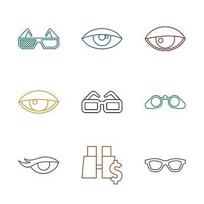 EPS 해외이미지 안경 일러스트 사람없음 컬러풀 쌍안경 심볼 3D안경 해외202310 해외일러스트 잡화 컬러 망원경 파일형식 벡터