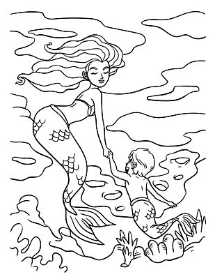 EPS 해외이미지 디자인 실루엣 어린이 선 컬러 백그라운드 일러스트 그래픽 뷰티 수중 수영 그림 윤곽 손그림 페이지 공상 마법 인어 걸음마 색칠공부 벡터 해외202310 해외일러스트 모션 촬영기법 사람 학습 수상스포츠 색칠 파일형식 교육 스포츠