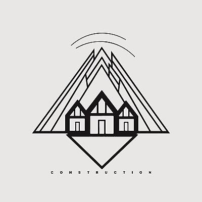 EPS 해외이미지 선 일러스트 산 사람없음 삼각형 숲속 오두막 심볼 라인아트 해외202310 해외일러스트 도형 숲 파일형식 벡터