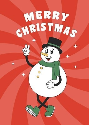 EPS 해외이미지 크리스마스 겨울 일러스트 눈사람 사람없음 빨간색 목도리 빈티지 복고 브이 해외202310 해외일러스트 잡화 계절 기념일 컬러 컨셉 손짓 파일형식 벡터