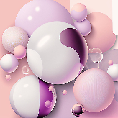 JPG 해외이미지 디자인 예술 분홍색 일러스트 추상 미래 사람없음 보라색 원형 화려 입체 기하학 파스텔톤 해외202310 해외일러스트 도형 컬러 컨셉 무늬 파일형식