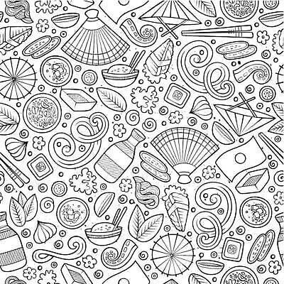 EPS 해외이미지 식기 디자인 아시아 문화 음식 일러스트 젓가락 밥 새우 어류 요리 동양인 장식 주방 식당 일본 식사 초밥 회 수확 면 바 막대기 수프 낙서 상품 김 만화 스케치 참치 장어 해산물 오브젝트 메뉴 복고 날것 윤곽 롤 연어 동쪽 전국 반복 디테일 해외202310 해외일러스트 나라 농업 수저 갑각류 미술 인종 상점 수중동물 해조류 방향 일본음식 파일형식 벡터