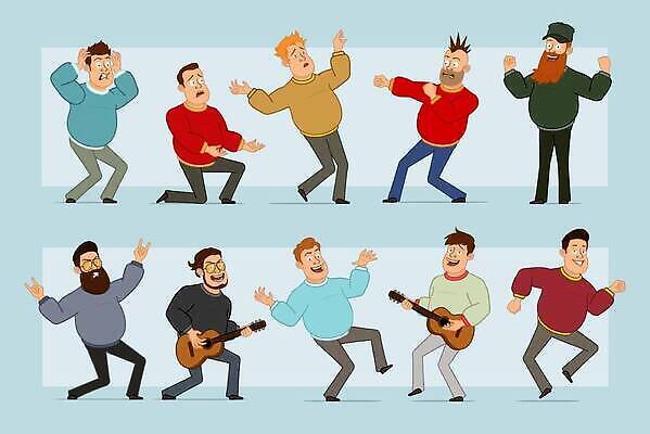 EPS 해외이미지 캐릭터 남자 행복 얼굴 음악 일러스트 놀이 성공 근육 수염 서기 미소 소년 세트 파티 점프 힘 콘서트 가을 기타 청바지 표현 춤 업무 플랫 큼 만화 스웨터 사인 싸움 애니메이션 고립 펑크 히피 스타일 벡터 해외202310 해외일러스트 일러캐릭터 계절 감정 어린이 컨셉 상의 바지 모션 현악기 문화예술 표정 사람 이벤트 신체부위 공연 작업 크기 파일형식