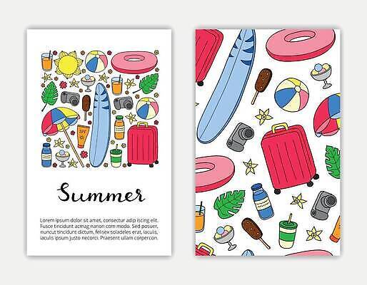 EPS 해외이미지 패턴 일러스트 해변 사람없음 컬러풀 낙서 해외202310 해외일러스트 바다 컬러 무늬 파일형식 벡터