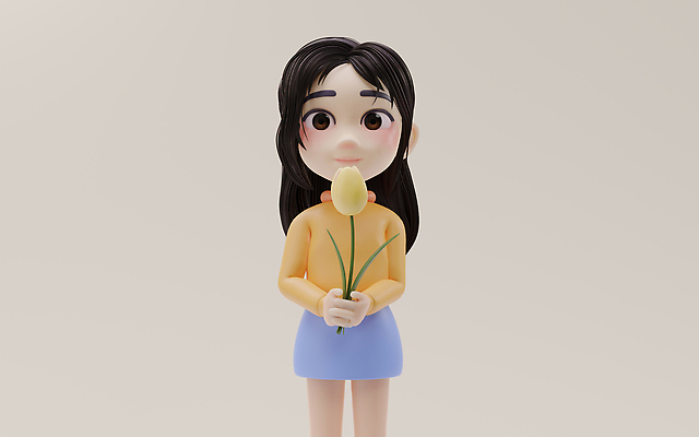 JPG 해외이미지 응시 여자 한명 들기 상반신 성인 치마 3D 튤립 성인여자한명만 해외202310 해외포토 포토 1 시선 꽃 모션 하의 사람 디지털합성 여자한명만 성인여자만 파일형식