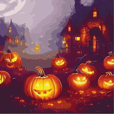 EPS 해외이미지 일러스트 호박 주택 사람없음 빛 판타지 할로윈 야간 잭오랜턴 호러 해외202310 해외일러스트 자연요소 채소 상상 건물 공포 파일형식 벡터