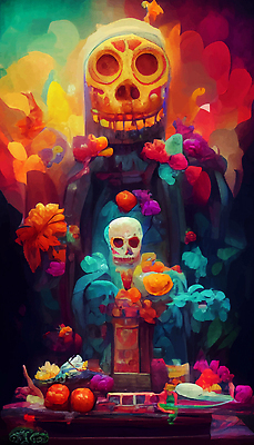 포토 JPG 해외이미지 전통 문화 컬러 벽지 멕시코 미술 사람없음 컬러풀 죽음 제단 해골모형 해외202310 해외포토 북아메리카 문화예술 모형 파일형식