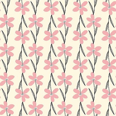 EPS 해외이미지 분홍색 꽃무늬 패턴 일러스트 사람없음 빈티지 복고 해외202310 해외일러스트 꽃 컬러 컨셉 무늬 파일형식 벡터