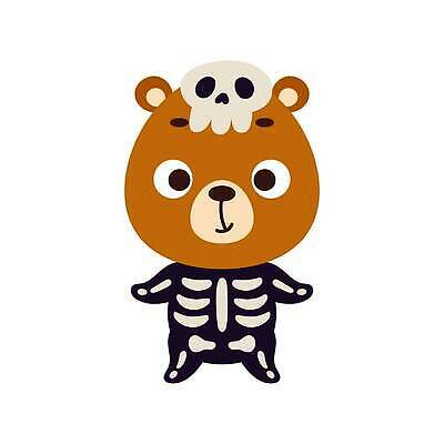 EPS 해외이미지 동물캐릭터 일러스트 곰 뼈 사람없음 귀여움 할로윈 코스프레 해골의상 해외202310 해외일러스트 일러캐릭터 동물 캐릭터 옷 컨셉 포유류 파일형식 벡터