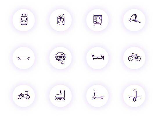 EPS 해외이미지 선 컬러 일러스트 교통시설 자동차 미래 거리 픽토그램 자전거 보라색 웹 운전 스쿠터 원형 전철 스마트 심볼 사인 에코 윤곽 전차 모터 UI 고립 베터리 생태학 벡터 해외202310 해외일러스트 도형 교육 육상교통 교통 컨셉 인터넷 모션 대중교통 환경 바이크 오토바이 시설 파일형식