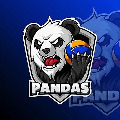 EPS 해외이미지 동물 스포츠 일러스트 곰 분노 그룹 판다 배구 클럽 배지 해외202310 해외일러스트 감정 포유류 구기 파일형식 벡터