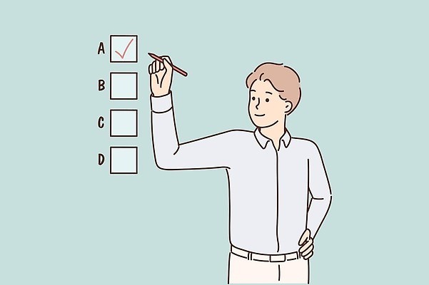 EPS 해외이미지 남자 허리손 일러스트 비즈니스 한명 상반신 성인 체크표시 성인남자한명만 해외202310 해외일러스트 1 포즈 사람 확인 남자한명만 성인남자만 파일형식 벡터