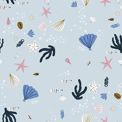 EPS 해외이미지 동물 템플릿 디자인 종이 바다 백그라운드 패턴 일러스트 자연 벽지 추상 조개 왕관 불가사리 어류 미술 장식 물 파란색 유행 바닷속 수중 놀이방 껍질 흰색 직물 해조류 산호 인쇄 만화 그림 엘리먼트 특별함 포장소품 스타일 벡터 반복 해외202310 해외일러스트 자연요소 컬러 컨셉 무늬 포장 문화예술 어패류 극피동물 수중동물 해양식물 자포동물 오브젝트 생태계 포장재료 파일형식
