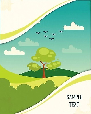 EPS 해외이미지 나무 포스터 일러스트 사람없음 초록색 언덕 해외202310 해외일러스트 식물 컬러 파일형식 벡터