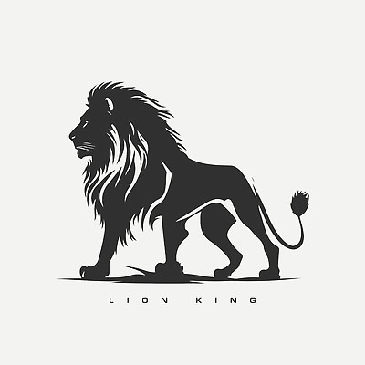 EPS 해외이미지 야생동물 선 일러스트 사람없음 검은색 사자 심볼 심플 해외202310 해외일러스트 동물 컬러 포유류 파일형식 벡터