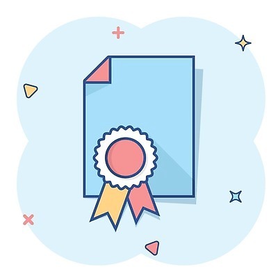 EPS 해외이미지 리본 일러스트 사람없음 파란색 메달 심볼 문서 심플 코믹 해외202310 해외일러스트 컬러 상_상패 파일형식 벡터