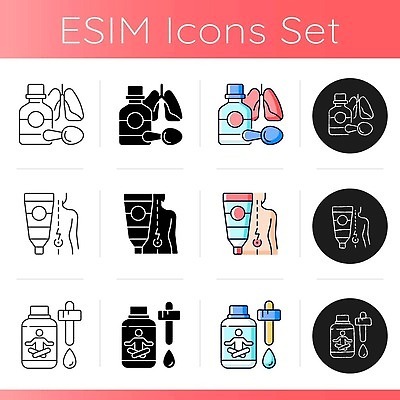 EPS 해외이미지 디자인 선 컬러 컨셉 일러스트 건강 미술 치료 세트 알약 약 검은색 웹 고통 추위 흰색 플랫 떨어짐 질병 약국 심볼 크림 사인 그림 분필 윤곽 시럽 처방 팩 고립 기침 상형문자 요통 벡터 해외202310 해외일러스트 문자 감정 인터넷 의학 문화예술 화장품 초크 허리통증 파일형식