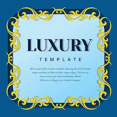 EPS 해외이미지 일러스트 프레임 사람없음 파란색 금색 고급 테두리 해외202310 해외일러스트 컬러 컨셉 파일형식 벡터