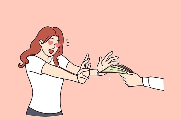 EPS 해외이미지 손 여자 행복 컨셉 지폐 돈 일러스트 관계 성공 선물 서기 미소 사람 달러 놀람 기쁨 생일 재산 구매 주기 흥분 충격 재택근무 뇌물 월급 고립 보너스 포상금 프리미엄 벡터 해외202310 해외일러스트 기념일 감정 비즈니스 모션 표정 신체부위 금융 쇼핑 파일형식