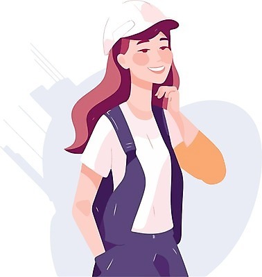 EPS 해외이미지 여자 유니폼 일러스트 한명 상반신 성인 안전모 성인여자한명만 생산직 해외202310 해외일러스트 직업 1 옷 사람 헬멧 안전장비 여자한명만 성인여자만 파일형식 벡터