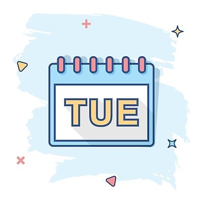 EPS 해외이미지 하늘색 일러스트 사람없음 반짝임 달력 삼각형 심플 화요일 해외202310 해외일러스트 도형 모션 파란색 요일 파일형식 벡터