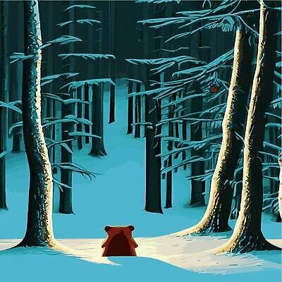 EPS 해외이미지 나무 한마리 일러스트 곰 사람없음 숲 눈내림 눈덮임 해외202310 해외일러스트 식물 동물 1 컨셉 포유류 눈_날씨 파일형식 벡터