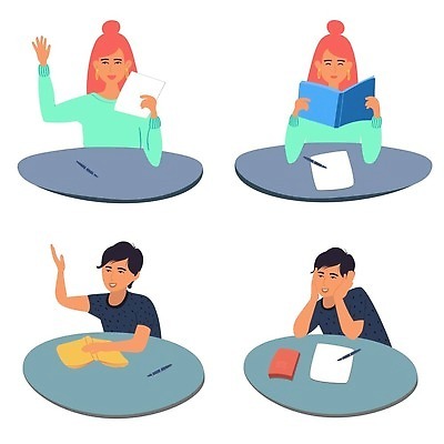 EPS 해외이미지 캐릭터 학생 교육 남자 남학생 일러스트 교실 학교 탁자 수업 설명 사람 앉기 소년 10대 책 스터디 세트 시험 플랫 만화 수집 읽기 책상 보따리 교과서 준비 대학교 벡터 자극 해외202310 해외일러스트 일러캐릭터 어린이 가구 모션 청소년 교재 학습 파일형식