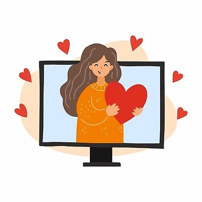 EPS 해외이미지 여자 일러스트 사랑 한명 들기 상반신 성인 모니터 하트 성인여자한명만 자존감 자기애 해외일러스트 모양 1 감정 모션 사람 컴퓨터 여자한명만 성인여자만 파일형식 벡터