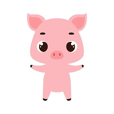 EPS 해외이미지 행복 동물캐릭터 일러스트 사람없음 돼지 심플 해외202310 해외일러스트 일러캐릭터 동물 캐릭터 감정 포유류 파일형식 벡터