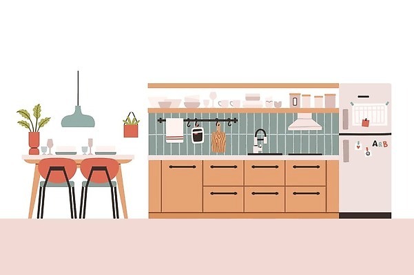 EPS 해외이미지 접시 디자인 가구 일러스트 가정 탁자 주전자 주방용품 선반 주택 실내 요리 내부 그래픽 장식 컵 세트 주방 식사 저녁식사 기계 방 장비 가전제품 기구 공구 레인지 사발 플랫 칼 전자레인지 오븐 냄비 난로 만화 수집 오브젝트 소금 냉장고 고립 벡터 해외202310 해외일러스트 식기 생활용품 건물 도구 사기그릇 솥 난방기 파일형식