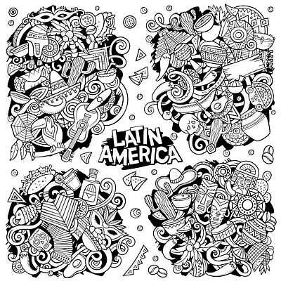 EPS 해외이미지 클립아트 모자 디자인 문화 여행 라인일러스트 일러스트 고추 선인장 가면 장식 세트 축제 기타 남아메리카 낙서 라틴아메리카 만화 스케치 오브젝트 보따리 윤곽 히스패닉 아보카도 솜브레로 타코 부족 테킬라 구성 해외202310 해외일러스트 식물 모자_잡화 잡화 컨셉 채소 과일 현악기 주류 아메리카 미술 전통의상 파일형식 벡터