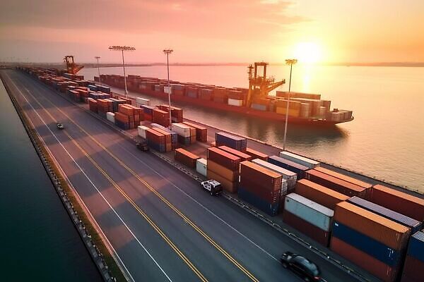 포토 JPG 해외이미지 산업 바다 비즈니스 교통시설 하늘 항해 사람없음 글로벌 항구 일몰 화물 보트 배달원 몸무게 컨테이너 조선소 기중기 무역 함선 상업 해안도시 수납 포트 물류 로딩 수입 터미널 해외202310 해외포토 직업 교통 배_교통 노을 운송업 도시 중장비 시설 파일형식