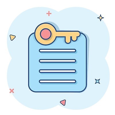 EPS 해외이미지 하늘색 일러스트 열쇠 사람없음 반짝임 삼각형 문서 심플 해외202310 해외일러스트 도형 모션 파란색 파일형식 벡터