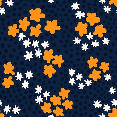 JPG 해외이미지 꽃무늬 패턴 사람없음 주황색 빈티지 남색 복고 해외일러스트 꽃 컬러 컨셉 무늬 파일형식