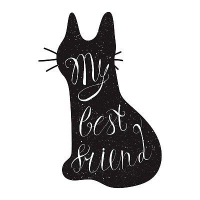 EPS 해외이미지 일러스트 타이포그라피 사람없음 친구 검은색 고양이 심볼 해외202310 해외일러스트 문자 컬러 포유류 관계 반려동물 파일형식 벡터