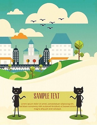 EPS 해외이미지 포스터 일러스트 사람없음 건물 고양이 도시 해외202310 해외일러스트 건축물 포유류 반려동물 파일형식 벡터