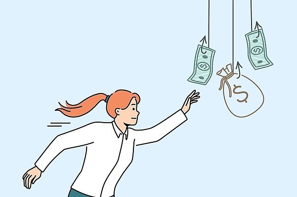 EPS 해외이미지 여자 와이셔츠 지폐 일러스트 비즈니스 한명 성인 달리기 낚시줄 손뻗기 돈보따리 성인여자한명만 해외202310 해외일러스트 1 셔츠 돈 모션 사람 낚시용품 여자한명만 성인여자만 파일형식 벡터