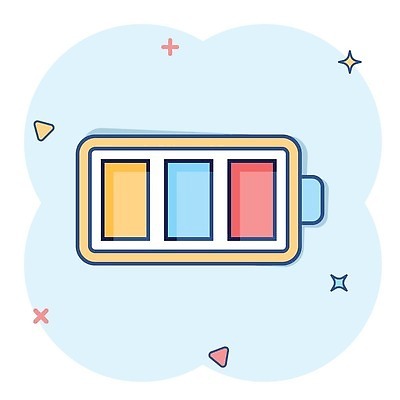 EPS 해외이미지 하늘색 일러스트 사람없음 반짝임 삼각형 건전지 심플 해외202310 해외일러스트 도형 모션 파란색 파일형식 벡터