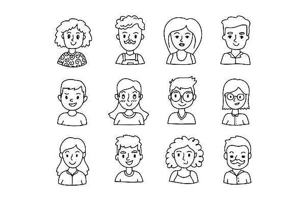 EPS 해외이미지 남자 안경 얼굴 일러스트 회사 사람 인종 세로 세트 머리 유행 그룹 변화 낙서 군중 스케치 수집 고객 직원 그림 윤곽 손그림 개성 커뮤니티 섞기 소셜 캐리커처 아바타 스타일 힙스터 해외202310 해외일러스트 잡화 패션 컨셉 비즈니스 미술 신체부위 파일형식 벡터