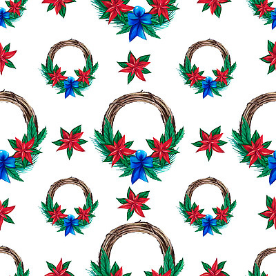 JPG 해외이미지 백그라운드 크리스마스장식 크리스마스 패턴 일러스트 사람없음 포인세티아 크리스마스리스 해외202310 해외일러스트 기념일 꽃 무늬 화환 파일형식