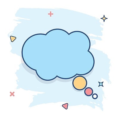 EPS 해외이미지 하늘색 말풍선 일러스트 상상 사람없음 반짝임 삼각형 심플 해외202310 해외일러스트 도형 모션 파란색 파일형식 벡터