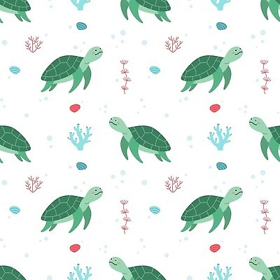 EPS 해외이미지 동물캐릭터 백그라운드 패턴 일러스트 조개 사람없음 귀여움 물방울 산호 거북이 해외202310 해외일러스트 일러캐릭터 동물 캐릭터 컨셉 무늬 파충류 어패류 자포동물 파일형식 벡터