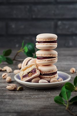 포토 JPG 해외이미지 접시 잎 사람없음 달콤 마카롱 피스타치오 나무배경 해외202310 해외포토 식물 식기 백그라운드 디저트 견과류 맛 파일형식